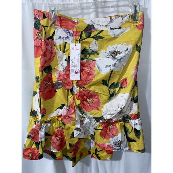 Parker Dresses & Skirts - Parker Coraline Skirt Yellow Lemon Wildflower Floral Print Ruffle Hem Size 8 NWT